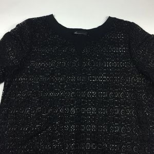 Long Sleeve Flower Mesh Top